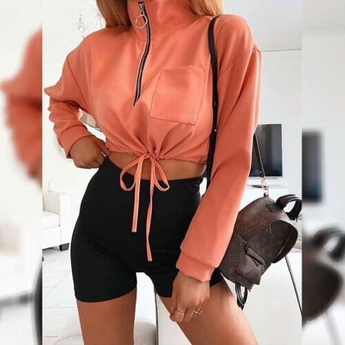 2020 Autumn Women Tshirts Sexy Pullover Crop Top Tees Solid Long Sleeve Winter Short Top Tees Hip Hop T-shirts Women