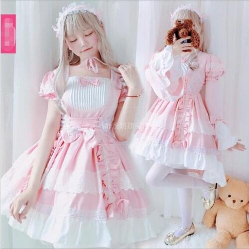 Cosplay Lolita Dress Maid Costume Cos Dress Sweet and Lovely Lolita Vintage Gothic Tuxedo Court Dress Vestidos Cos Loli