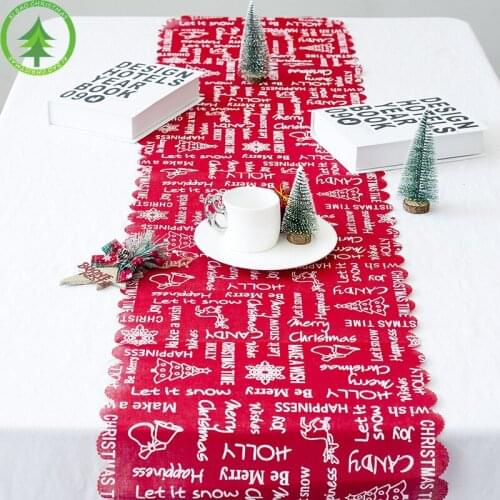 Creative new Christmas decoration supplies table flag European Christmas linen printed tablecloth