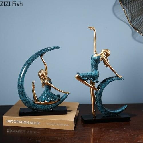 Creative Moon Goddess Sculpture Resin Model Bookcase Furnishings Abstract Figures Figurines Crafts Countertop Decoration Gifts