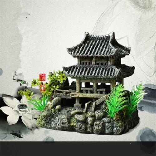 Creative Artificial Hill House Decoration Exquisite Landscape Resin Building Crafts for Aquarium Fish Tank Decor