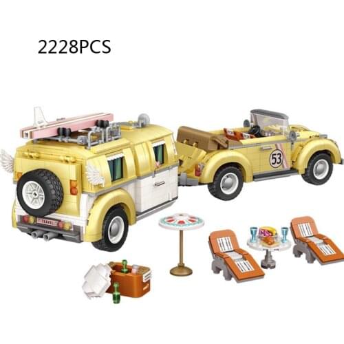 LOZ Creator city mini diamond building block Beatle travel Touring car assemble model vehicle brick educational toy for kid gift