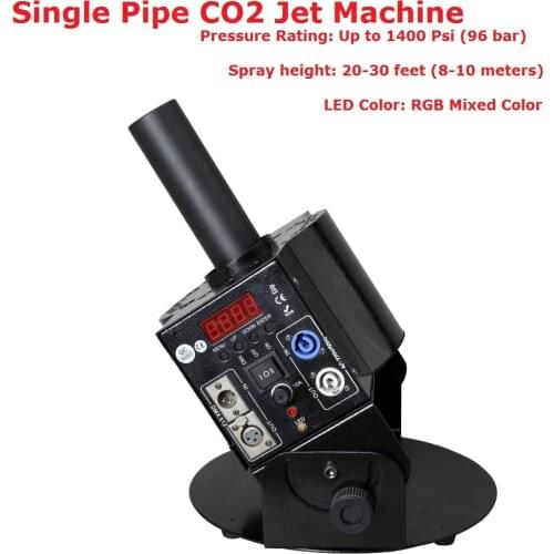 Best Price 1 Unit Single Pipe DMX512 CO2 Jet Machine Shoot 20-30 feet Up CO2 Smoke Machine With 18Pcs 3W RGB Full Color LEDS