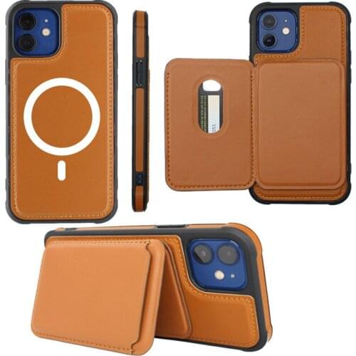 Magsafe Leather Phone Case For iPhone 12 11 Pro Max Wireless Charger Card Slot Magnetic Cover for iphone 6 7 8 Plus X Xr Xs Max