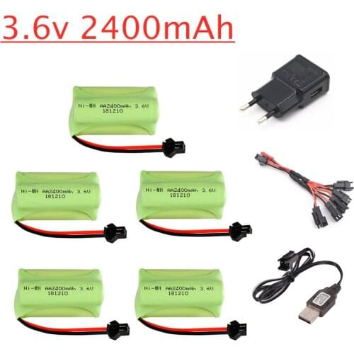 Ni-MH 3.6V 2400mah Battery + 3.6v Charger For Rc toy Car Tank Train Robot Boat Gun AA 3.6v Rechargeable Battery Pack