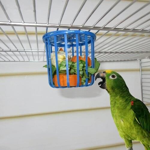 Cute Bird Parrot Feeder Cage Fruit Vegetable Holder Cage Accessories Hanging Basket Container Toys Pet Bird Supplies