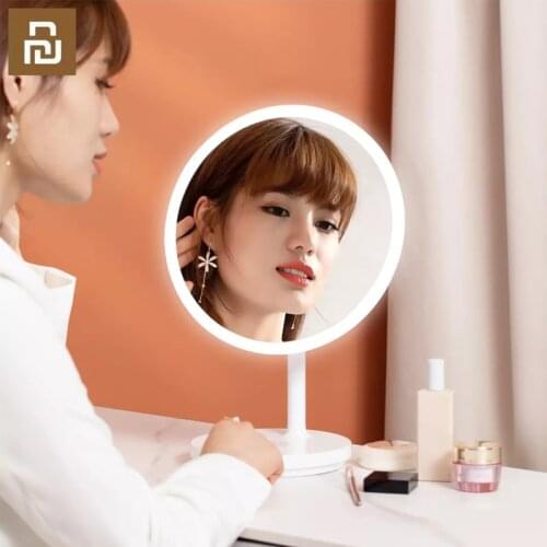 Xiaomi youpin desktop LED makeup mirror HD three-color light source clock makeup mirror beauty skin care makeup tool