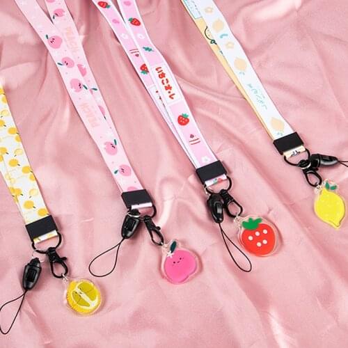 Wholesale Cute Fruit Lanyard For Keys Phone Straps ID Card Pass Gym Neck Rope Bus Card Holder Lanyard 1PC