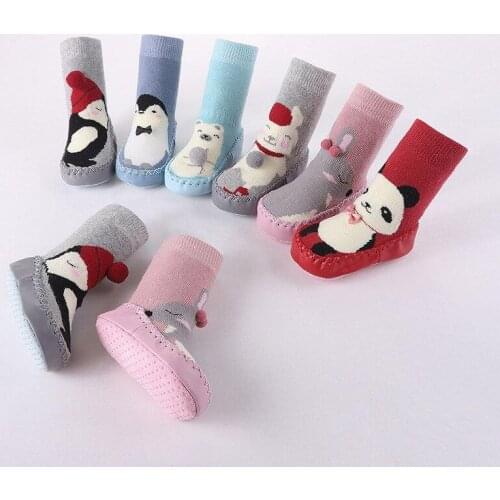 Autumn and winter new cotton warm baby toddler shoes anti-slip tube baby floor socks early education cartoon socks