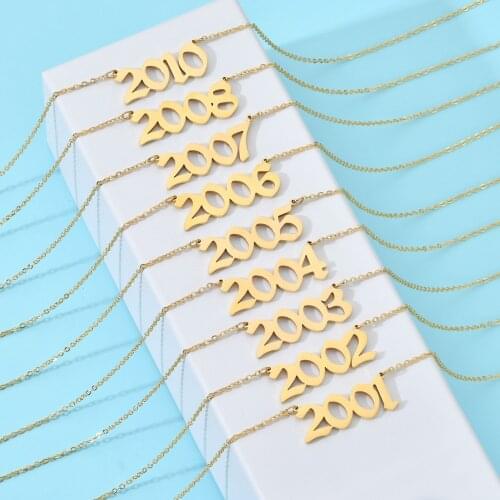 ICAM Personalized Year Number Necklaces for Women Custom Year 1994 1995 1996 1997 1998 1999 2000 Birthday Gift from 1991 to 2010