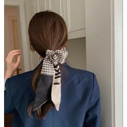 A Thousand Bird Geese Scarf Hairband Lady Retro Temperament Tied Bag Small Ribbon Thin Narrow Strip Hair Ornament