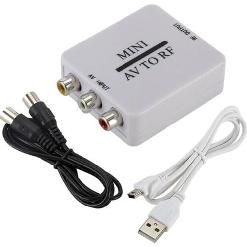 Mini AV to RF HD Video Converter Adapter Box Support RF 61.25/67.25MHz to RF Amplifier TV RCA AV CVSB to RF Switcher Thunderbolt