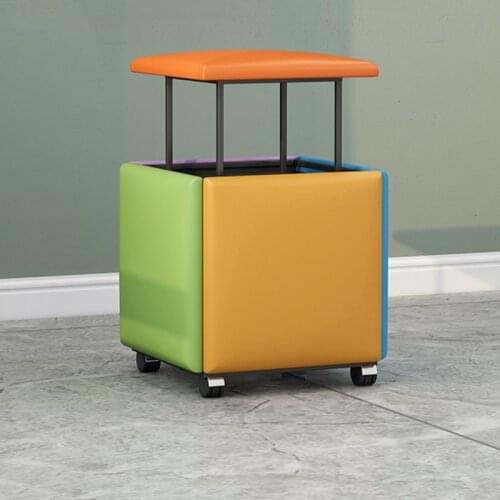 Simple Rubiks Cube Chair Sofa Stool Space-saving Living Room Combination Stool Leather Square Multi-purpose Stool Home
