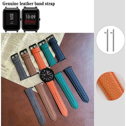 20mm 22mm Fashion Genuine Leather Band Strap For Huami Amazfit Bip Lite S U / GTS / GTS2 / GTS 2e / GTS2 mini / GTR 42mm / Neo