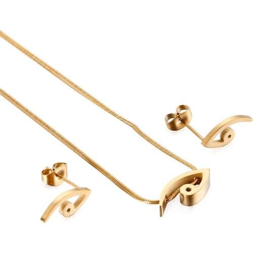 Retro simple personality necklace earring set bird eye pattern necklace earring set