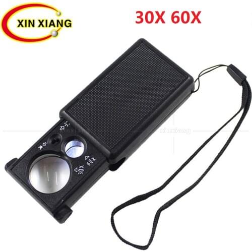 Handheld Magnifier for Stamps Jewelry Loupe 30X Illuminated Handheld Magnifier Led Jewelers Loupe 60x Pocket Magnifying Glass