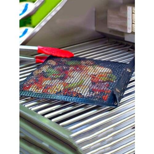 Mesh Grill Bags Reusable BBQ Grilling Pouches For Gas Grill Smoke Non-stick Barbecue Grid Bag High Temperature Barbecue Bag