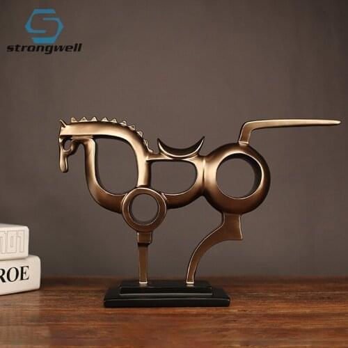 Strongwell Modern Abstract Running Horse Statue Resin Crafts Ornaments Miniature Model Figurines Home Decoration Birthday Gift