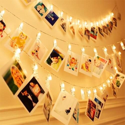 1 M 10 Lamp Photo Clip LED Battery Box LED Strip Light Wedding Decoration for Home Baby Shower Party Decoration Garland Natal.B
