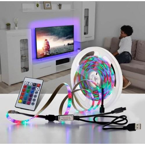 2835 5V LED Tape Light Strip Set 5 Meter Plus 24Key Remote Control Multicolor Led Lamp String Tape For Party Decoration