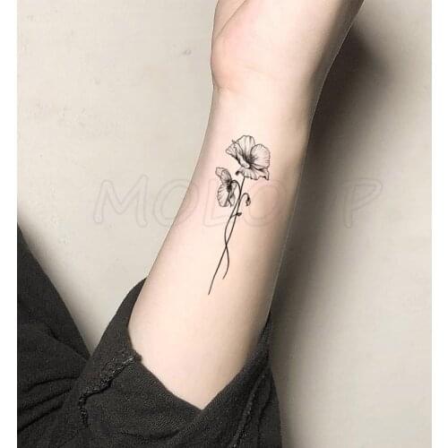Waterproof Temporary Tattoo Stickers Black Somnus Flower Plant Small Size Tatto Flash Tatoo Fake Tattoos for Man Kid Girl Women