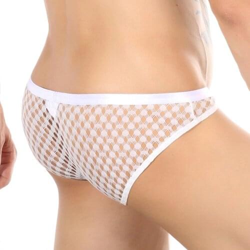 Sexy Mesh Mens Panties Hollow G-String Boxers See Through Sexy Men Underwear Temptation Low-Waist Underpants Erotic Lingerie