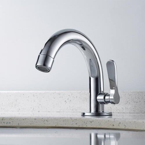 Bathroom Basin Sink Faucet Stainless Steel Kitchen Faucet Single Cold Water Tap Deck Mounted Single Hole Bathroom Washbasin Tap