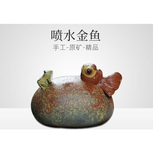 Yixing purple sand pure manual hydraulic furnishing articles pet goldfish tea tea art can play tea set tea accessories