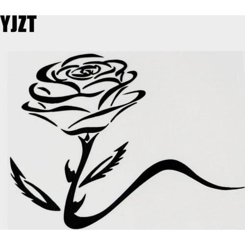 YJZT 15CM×11.2CM Dancing Plant Flower Black/Silver Vinyl Decal Car Sticker 18B-0129