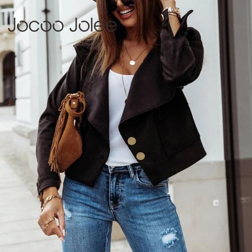Loose Casual Women Spring Coat Suede Pockets Buttons Suede Faux Pu Leather Short Jacket Streetwear Ladies Shirt Coat Korean