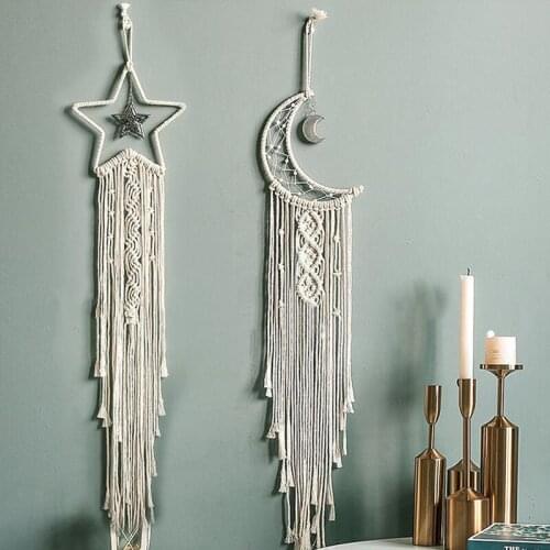 1pc Ins hand-woven Cotton Rope Star Moon Tassel Tapestry Living Room Background Wall Bohemian Wall Hanging Ornaments