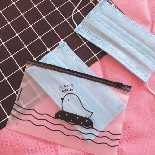 10pcs Cartoon Swim Zip Lock Makeup bag Plastic Masks Bags Dust-proof Transparent Pencil Storage Home Office Travel Organizer
