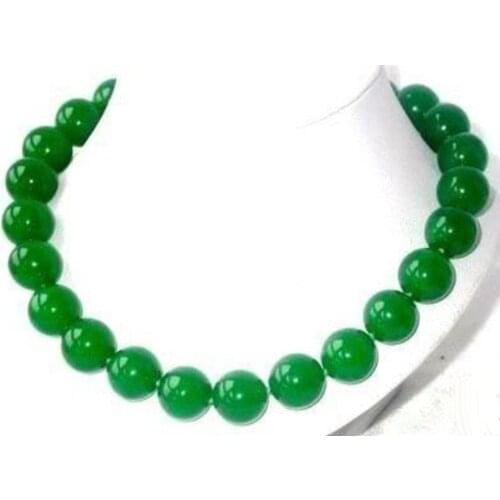 18" Imperial Green Jades 14mm Round Beads Necklace / AAAA
