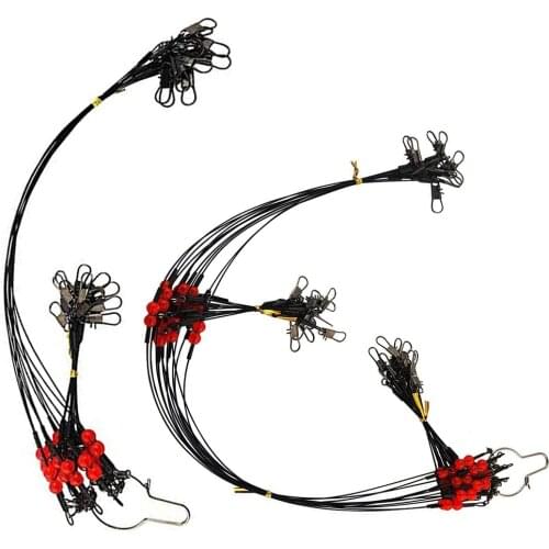 JSM 24pcs 55cm 35cm Black Fishing Wire Leaders Stainless Steel Braided Trace Spinning Leader Rigs 2 Arms Steel Wire Fishing Line