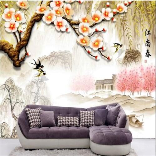 Beibehang 3d custom photo wallpaper murals wall stickers plum TV background wall papel de pared 3d wall muralse para quarto