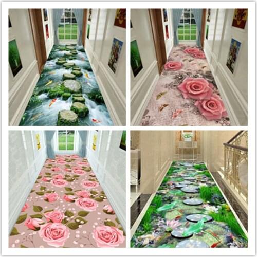 3d stereo thrill corridor aisle stair carpet Creative 3D Printed Garden Flower Hallway Carpets for Living Room Bedroom Area Rugs