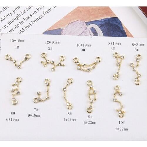 48pc 4sets Gold color Alloy Material Fashion Crystal 12 constellations Charm pendant for Earring/necklace DIY handmade Jewelry