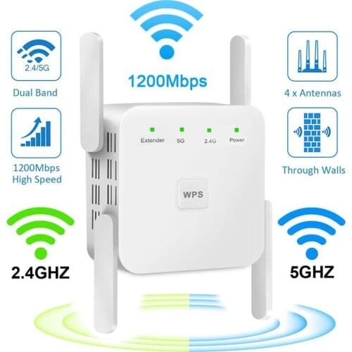 5Ghz Wireless WiFi Repeater 1200Mbps Router Wifi Booster 2.4G Wifi Long Range Extender 5G Wi-Fi Signal Amplifier Repeater Wifi