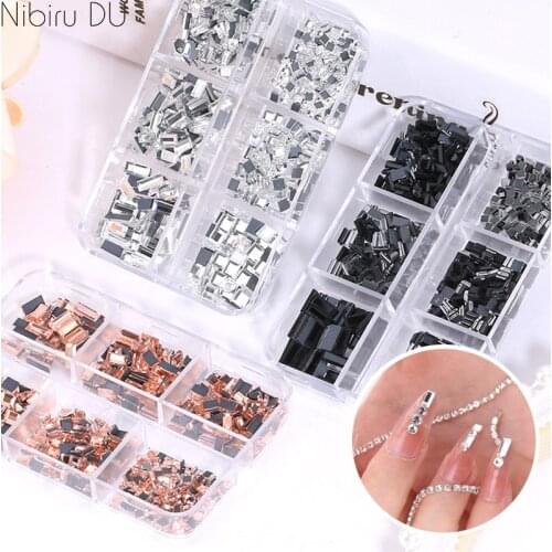 6Grid Nail Rhinestones Crystal Decoration DIY Special-Shaped Flatback Mirror Glitter Nail Art Parts Supplies For Professionals
