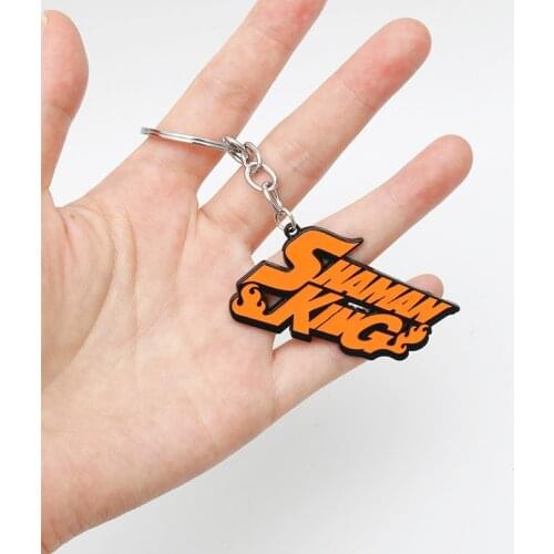 Anime Shaman King Letter Keychain Tao Ren Metal Pendant Key Rings Cosplay Key Holder Trinket Bag Llaveros Gift