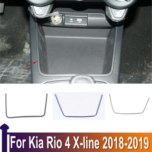 For Kia Rio 4 X-line 2018 2019 Stainless Steel Center Panel Car Storage Box Panel Trim Cover Sticker Interior Accessories