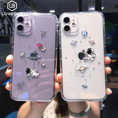 Lovebay Creative astronaut Pinting Phone Case For iPhone 11 Pro Max XS Max XR X 7 8 Plus Clear Camera Protection Shockproof Case
