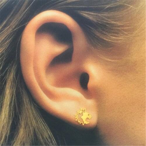 Europe And United States The New Earrings Lovely Hollow Lion A Stud Small Adorn Article Friend A Gift