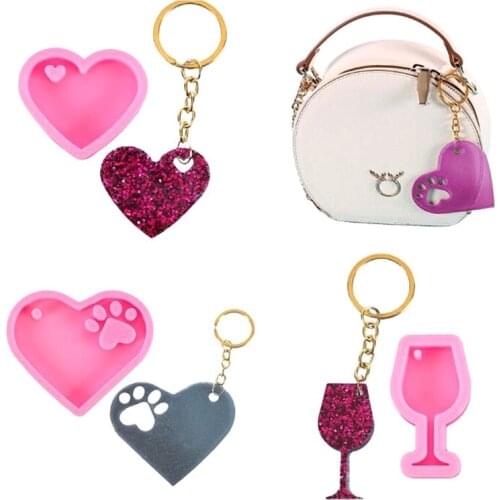 Love Bear Paw Wine Glass Silicone Casting Epoxy Molds For DIY Resin Pendant Keychain Jewelry Tools Mould Uv Epoxy Handmade Craft