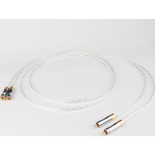 Hifi 8N OCC Copper Silver Plated RCA to RCA Cable RCA plug to rca Male audio Cable