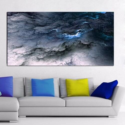 Large Size Canvas Poster Art Prints Abstract Cloud Black Blue Oil Painting for Living Room Decorative Picture Pop Home