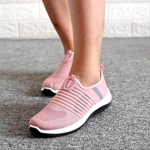 Akexiya Womens Sneakers Casual Woman Knitted Mesh Slip on Ladies Comfort Women Flats Shoes Female Running Footwear Autumn New