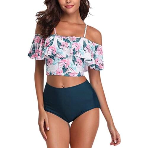 2020 New Bikinis Women Swimsuit High Waist Bathing Suit Plus Size Swimwear Ruffles Bikini Set Vintage Beach Wear Biquini 2XL #5