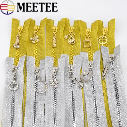 Meetee 2/5pcs 60cm 5# Gold Silver Open-end Resin Zipper for Sewing Coat Down Jacket Bag Zippers DIY Zip Tailor Accessories ZA407