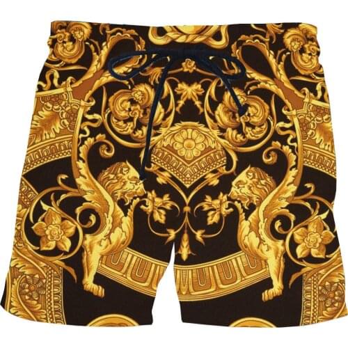 Baroque 3D Golden flower Print Brand boardshorts 2021 Summer style Pants luxury Royal men clothes hip hop short homme